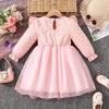 Girl Sweet Mesh Dress Autumn Winter New Lace Long Sleeve Butterfly Design Princess Dress