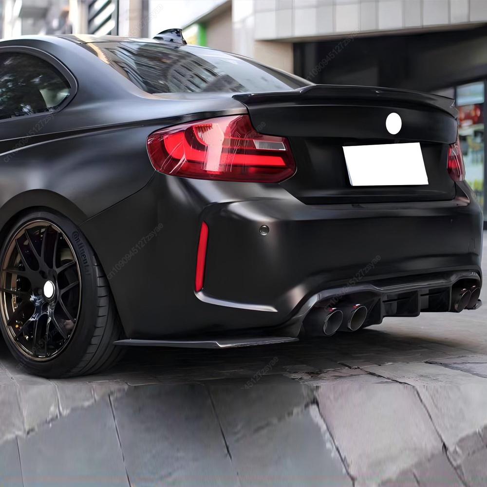 Car Rear Bumper Splitter Lip Diffuser V Style For BMW 2 Series F87 M2 M2C Coupe Competition 2016-2022 ABS Black Bodykits Tuning