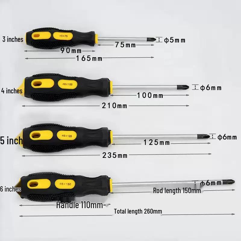 Ergonomic Non-slip Magnetic Screwdriver Set: Slotted, Phillips, and Torx.