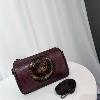 Retro Ethnic Style Flower Embossed Lightweight Luxury High Quality Soft Durable Fashion Exquisite Lightweight Commuter Outdoor Crossbody Shoulder Bag
