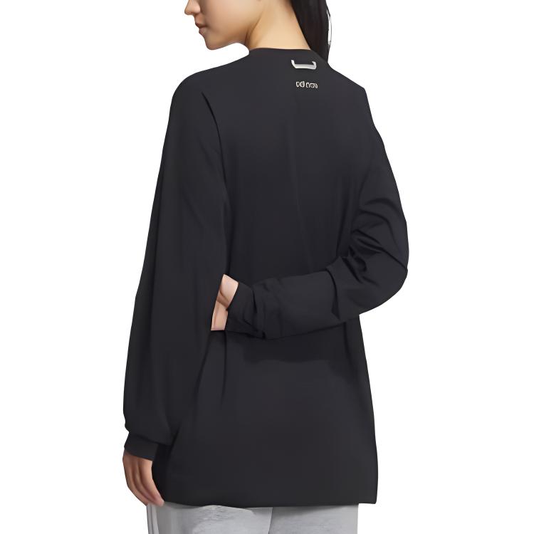 Adidas AW24 Sports Lifestyle Series Solid Color Letter Logo Patch Loose Long Sleeve T-Shirt Unisex Tops Black JL8269