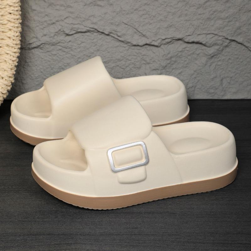 Summer New Flat Sandals Women Fashion Round Head Open Toe Matching Color A Slip-on Thick Soled Waterproof Non-slip Slippers