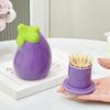 Cute Eggplant Toothpick Holder Ceramic Floss Box Desktop Decoration