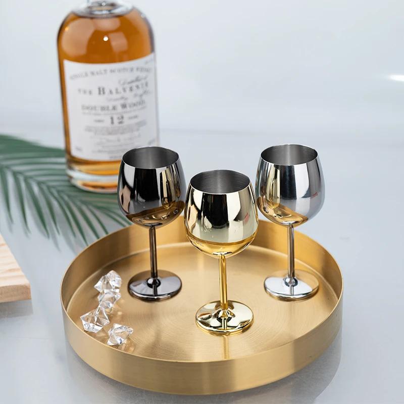 6Pcs Mini 70ml Stainless Steel Glass 2oz Cocktail Creative Metal Bar Restaurant Champagne Glass Red Wine Glass Barware Cup