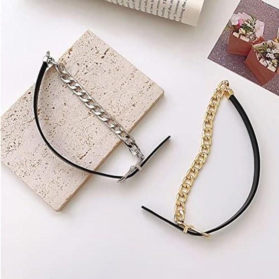 2way Choker Ladies Leather Alloy Black Necklace Collar Human Slim Sexy Accessory Punk Style Harajuku Underground Stylish Fashion Cosplay Goth Women