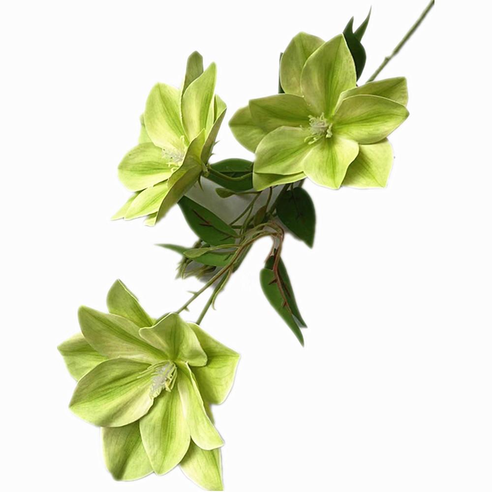 One Artificial Clematis Flower Branch 3 Heads Real Touch Passion Blossom for Wedding Party Floral Decoration