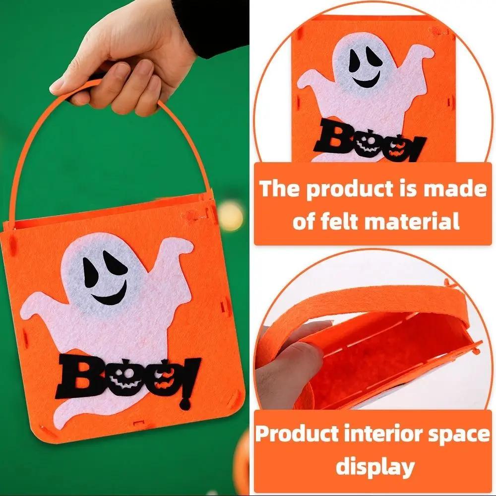 Felt Material Halloween Trick-or-Treat Bag Non-woven Tote Handheld Size Halloween Gift Bag Stereo Design Classic Elements