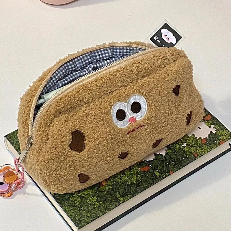 Cartoon Cookies Plush Pencil Case Cute Stuffed Pencil Bag Kawaii Stationery Storage Bag Portable Travel Cosmetic Bag