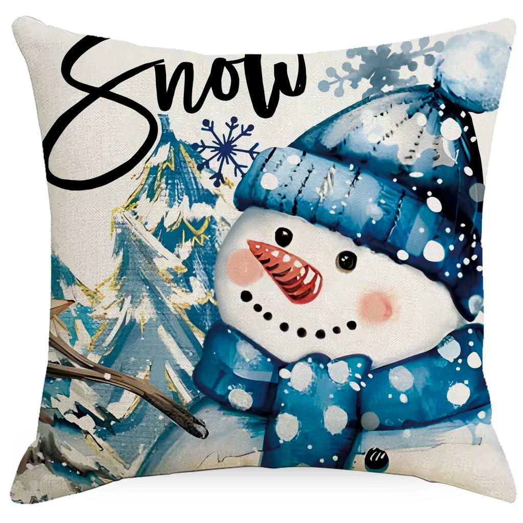 New Christmas Pillowcase Furniture, Cushion Cover Linen Printed Living Room Sofa Decoration Pillowcase