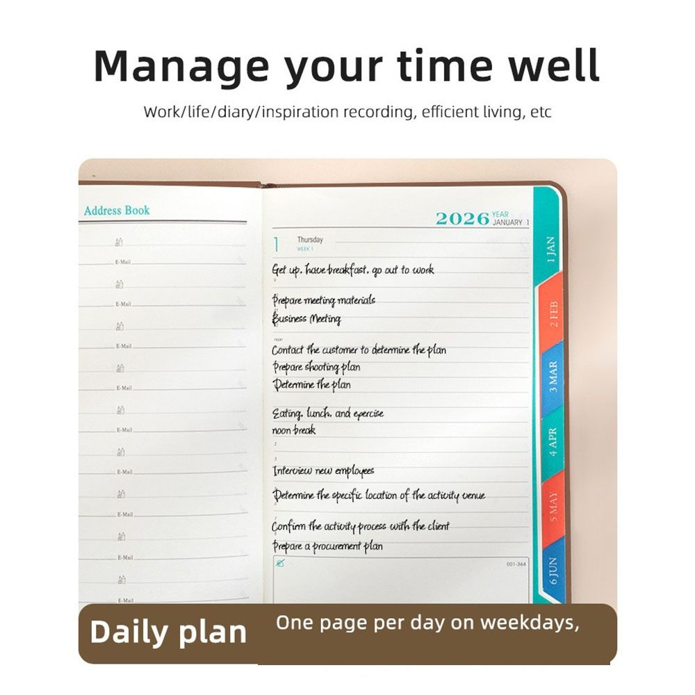 Wear-resistant A5 Daily Planner Notebook Task Priority Year Planner Notepad  Agenda Planning