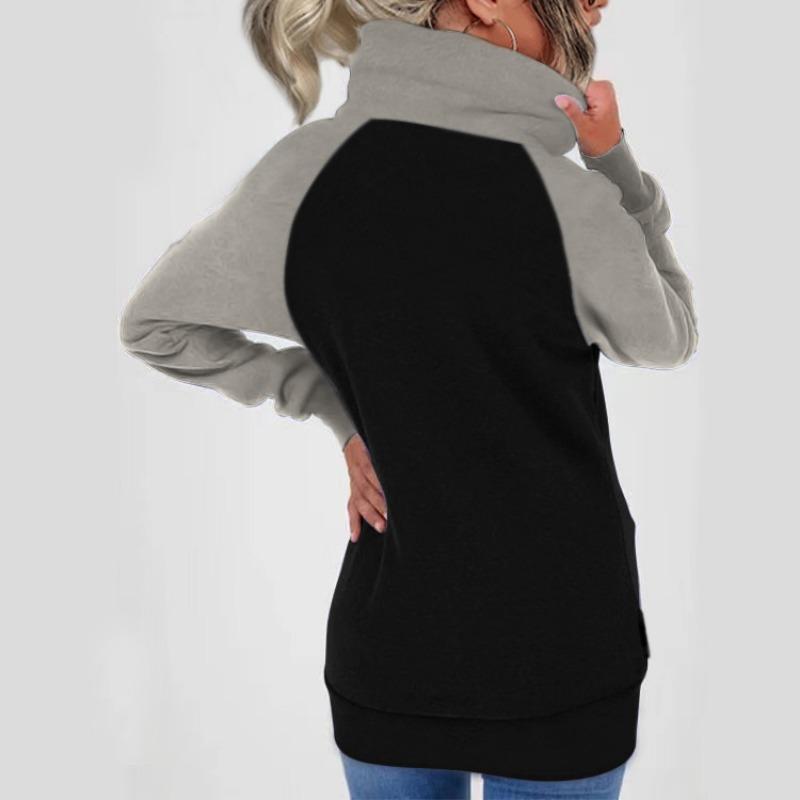 Women S Color Block Zip Up Hooded Sweatshirt Thick Fleece Plus Size Autumn Winter