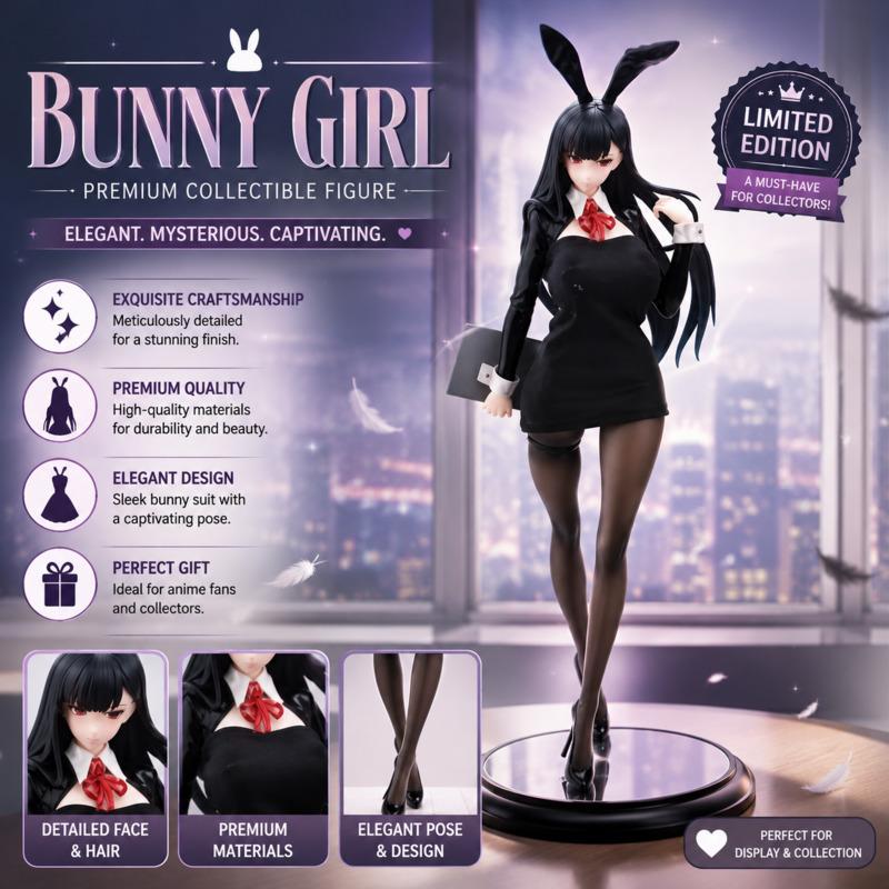 1/4 Scale Large Size Bunny Girl Office Lady Anime PVC Figure Collectible Desktop Decoration For Anime Fans Otaku Birthday Gift