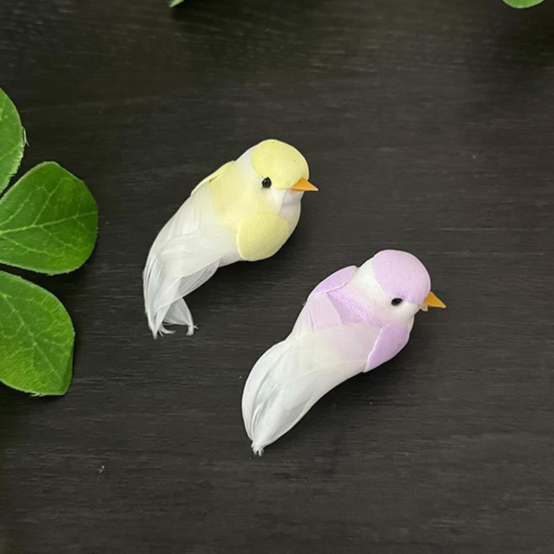2Pcs Cute Artificial Birds Fake Foam Animal Simulation Feather Birds Models Tit Diy Craft Home Garden Floral Ornament Decoration