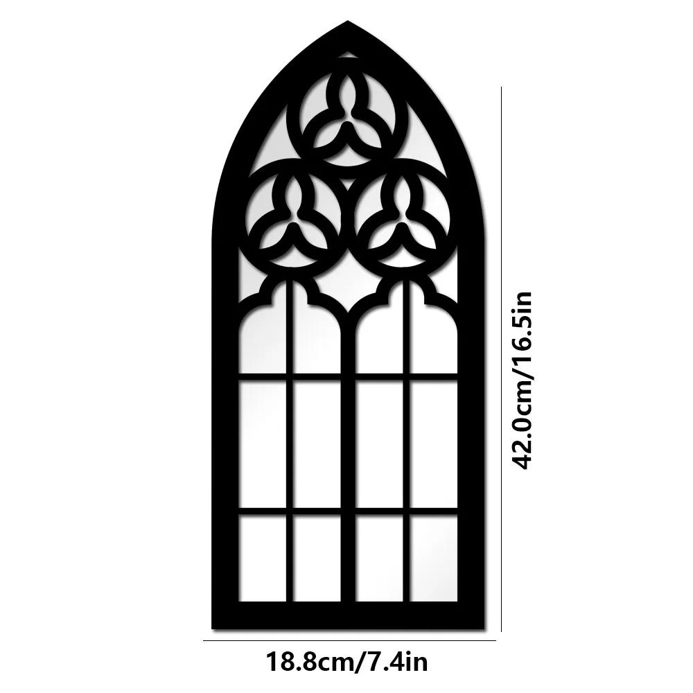 1/3Pcs Gothic Mirrors Wall Decor Spooky Gothic Arched Wall Mirrors Vintage Cathedral Arch Frame Mirror Decorative Goth Mirror