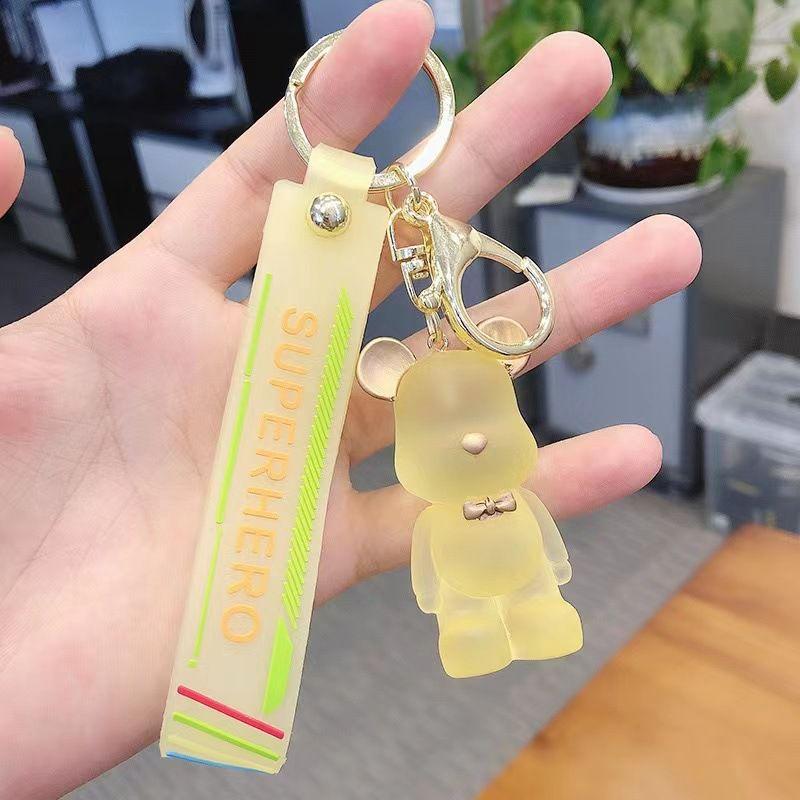 Crystal Glass Bear Doll Keychain Acrylic Car Pendant Bag Accessory