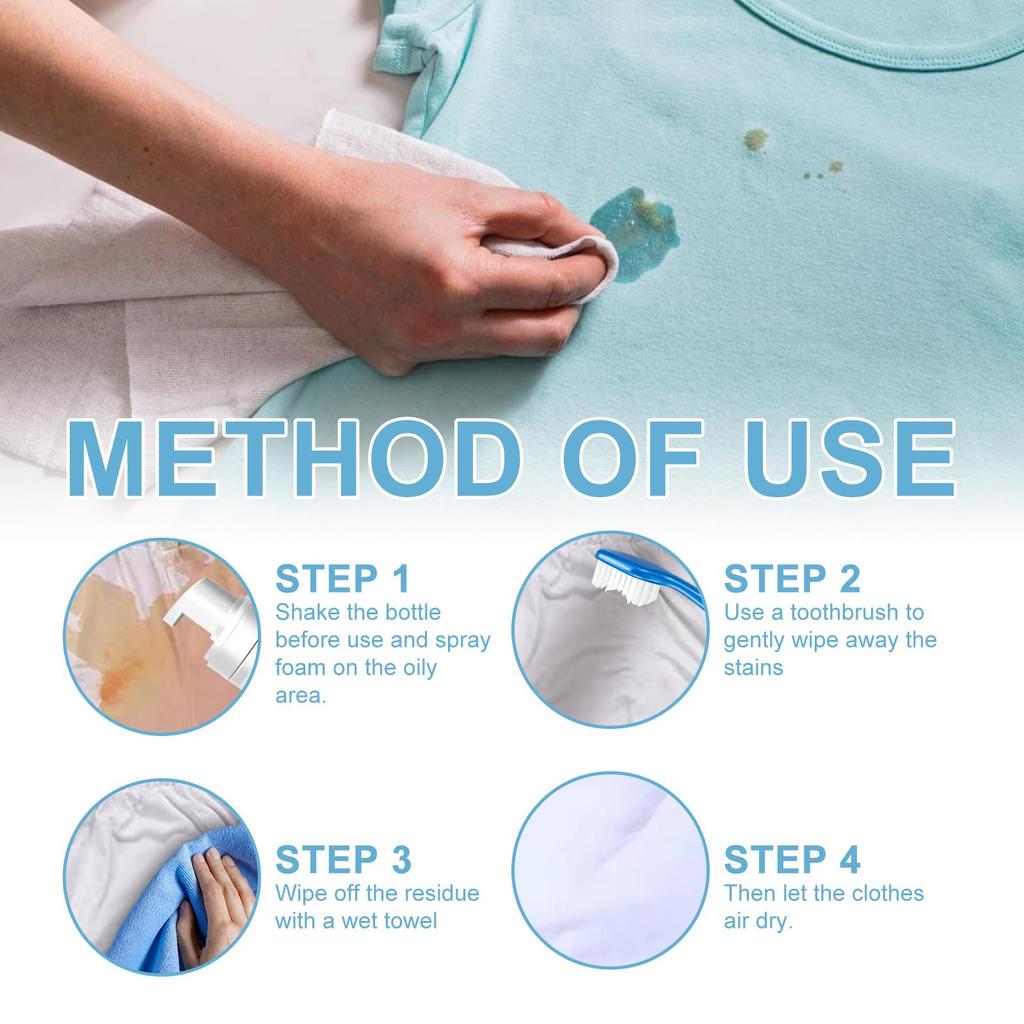 Jaysuing Foam Cleaner-Waterless White Laundry Detergent for Oil and Dirt, Suitable for Down Jackets Dry Cleaning