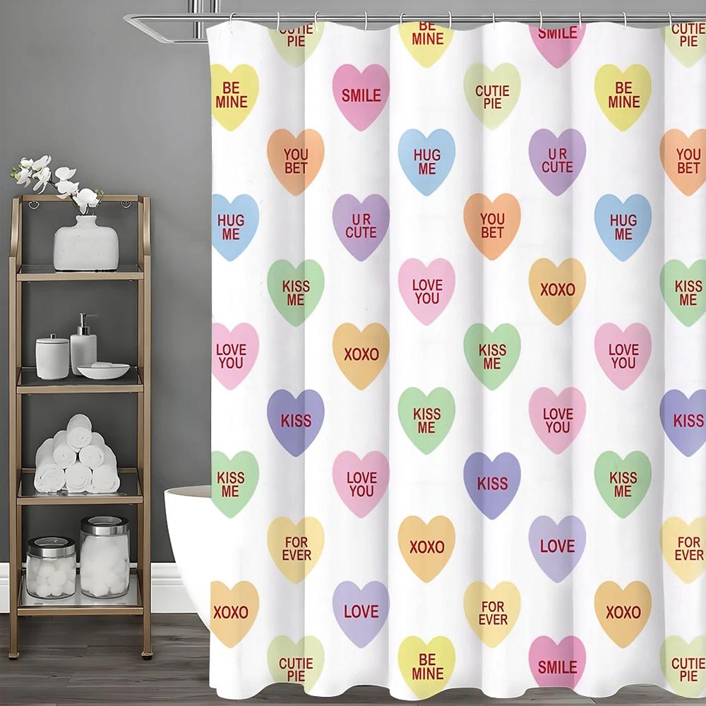 

Valentine S Day Colorful Heart Shower Curtain, Bathroom Decorative Shower Curtain, Waterproof Shower Curtain With Hooks W60H190(CM)-1 Pcs