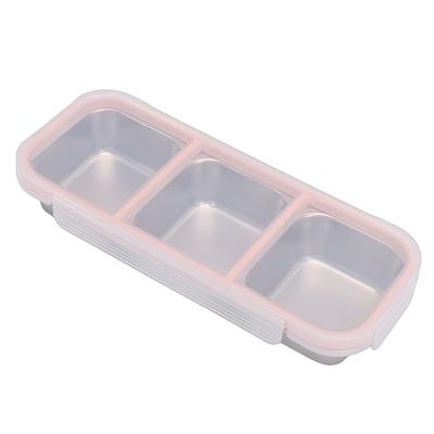 Snack Container   Proof Stainless Steel 3 Compartments Easy Cleaning Metal Snack Container