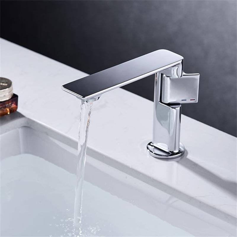 Nouveau Robinet de Lavabo de Salle de Bain Gris Monocommande Eau Chaude et Froide Robinetterie Laiton Mélangeur d'Évier Noir Chrome Gris Robinet