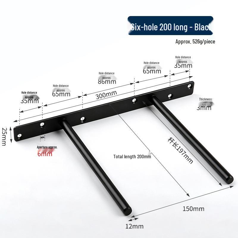 Black Double T Invisible Shelf Bracket for Single Layer