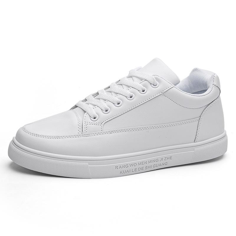 

Autumn and winter leather trend casual shoes student outdoor couple sports shoes large size lace-up board shoes ebay 46 білий