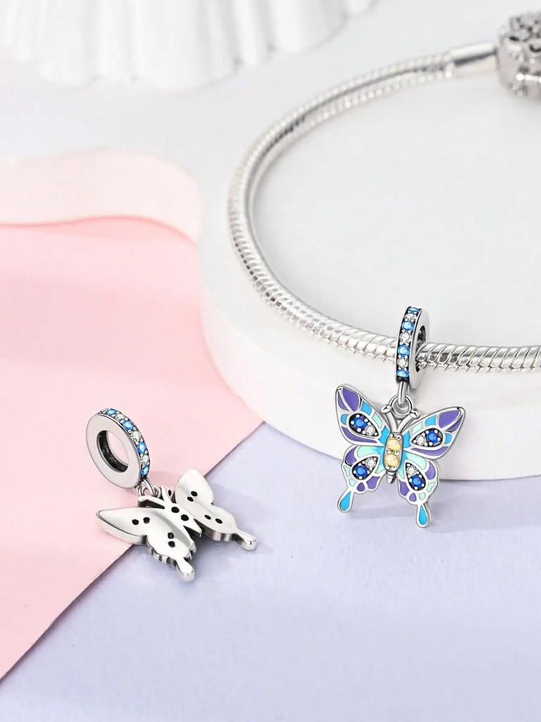 Charm copper Colors Colorful Butterflies Bead for Authentic Bracelets Do It Yourself Bead Charms Charm Bead Charms Jewellery Making Gift for Women STY