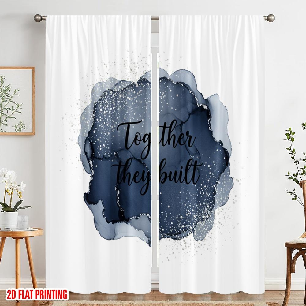 2pcs 2D flat printing Scene Curtains Together They Built Life Polyester Without Electricity Festive Holiday for Holiday Decor