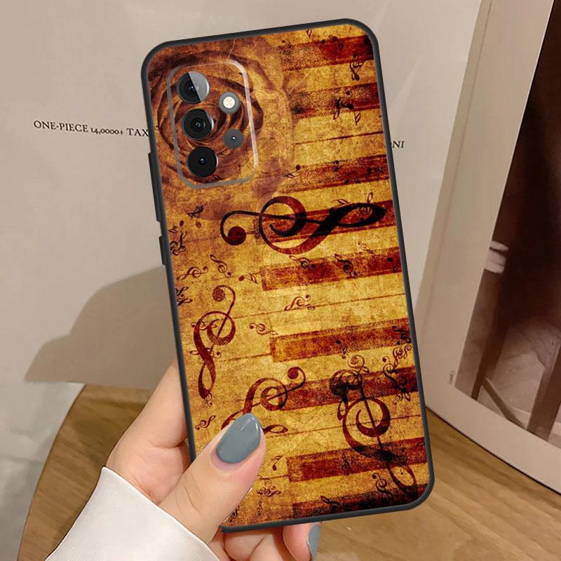 Piano keys Vintage Music Notes Funda For Samsung Galaxy A15 A25 A35 A55 A52 A32 A12 A14 A34 A54 A51 A71 A53 A13 A33 Case