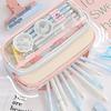 Japanese Style Pencil Bag Large Capacity Color Blocked Stationery Storage Bag Multi-layer Dirt Resistant Pen Pencil Case