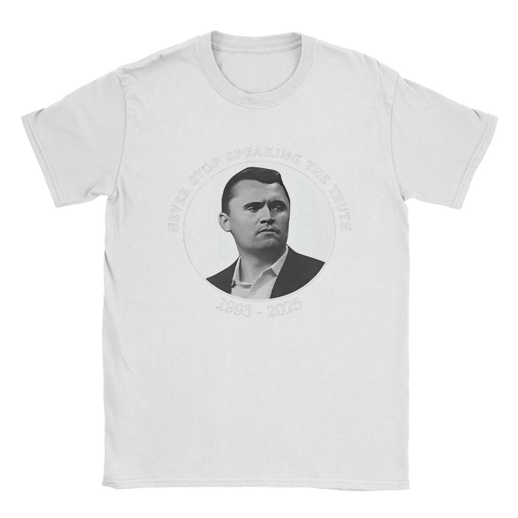 Men's T-Shirt Charlie Kirk Funny Pure Cotton Tees Short Sleeve  T Shirt Round Neck Clothes Graphic