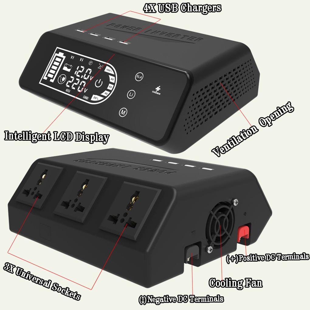 Pure SineWave Portable Inverter Car Power Inverters Inverter Pure Sine Power Inverters Versatile DC12V to 110V/220V