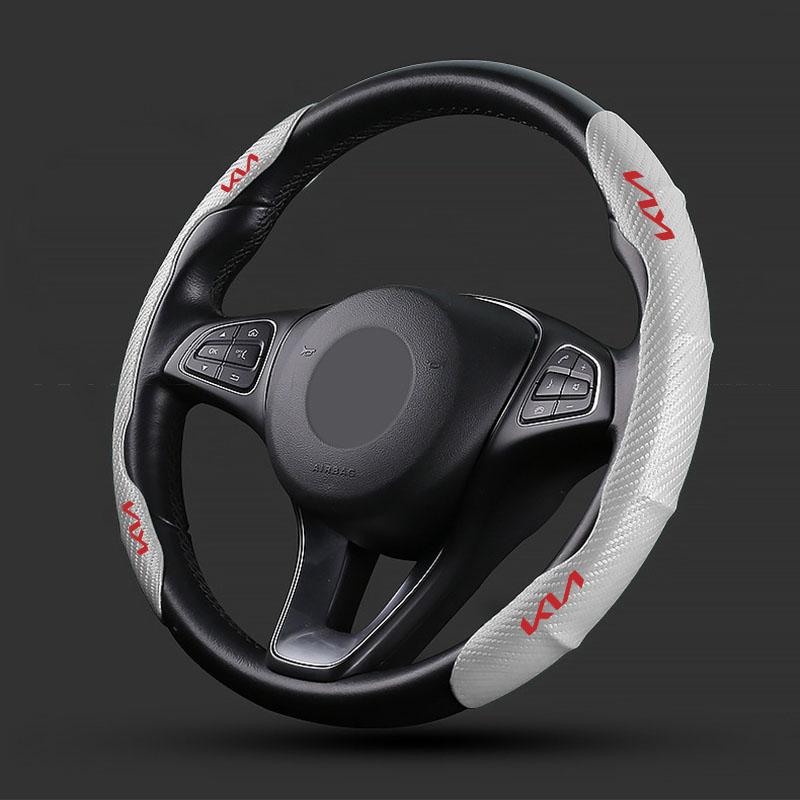 Car Steering Wheel Cover Carbon Fiber Sports Ultra-thin Non-slip Card Cover For KIA Ceed Rio Sportage R K2 K3 K4 K5 K6 Soul Opeima Ceed Sorento Cerato