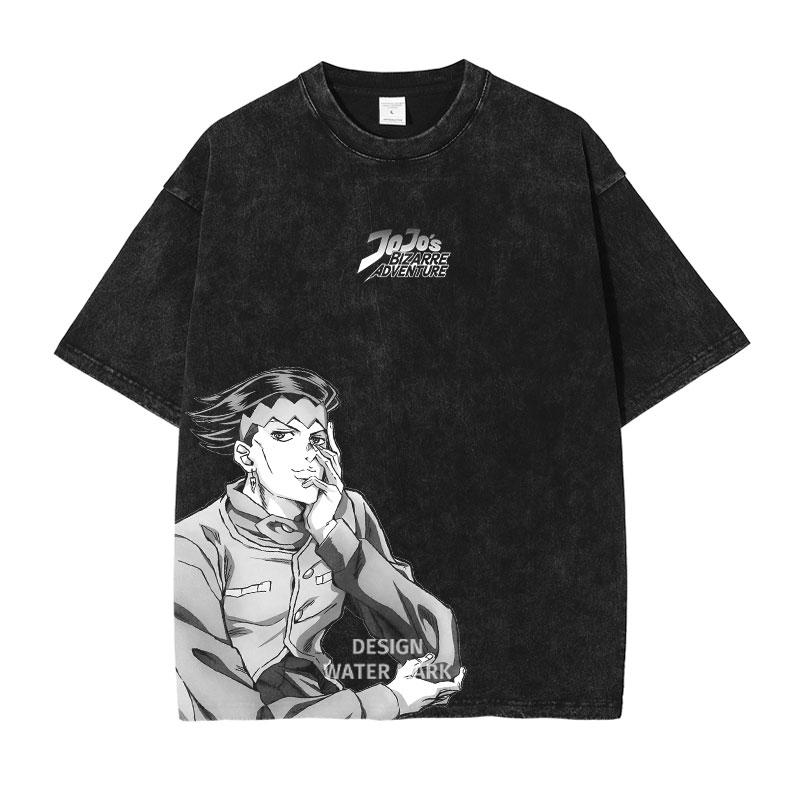 JoJo's Bizarre Adventure Manga T-shirt Anime Graphic Print T Shirt Men Women Clothing Short Sleeve Tees Washed Oversized Tshirt