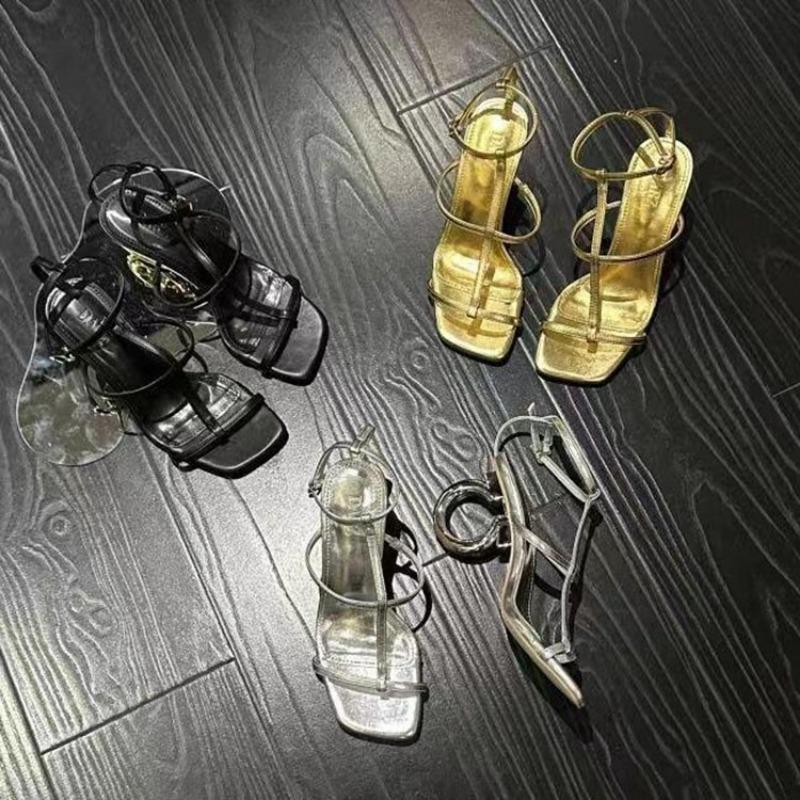 Fashion Women Sandals Summer New Square Head Heels Sandals Women Cross Thin Belt Open Toe High Heels Shoes for Women Sandalias De Mujer