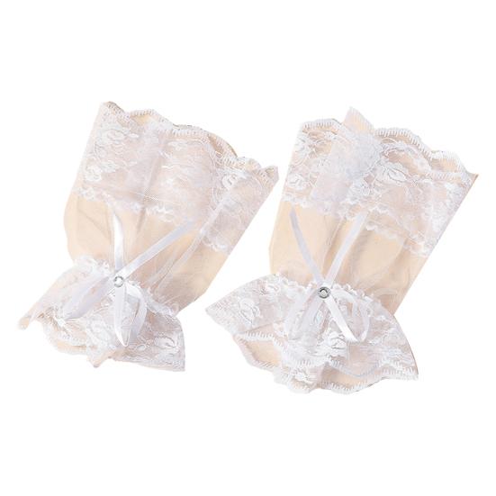 

1 пара женских кружевных перчаток, элегантные тюлевые рукава в стиле Лолиты для Хэллоуина, готические, сетчатые рукава для вечеринок, праздничное украшение белый