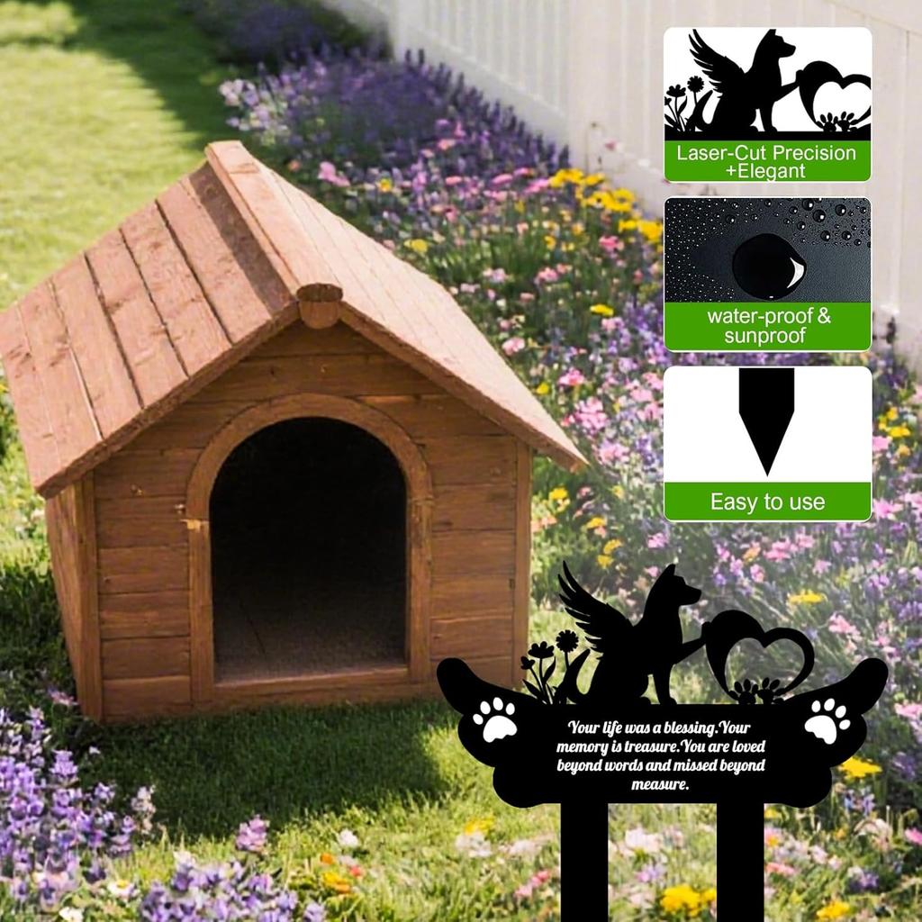 Pet Grave Markers,Metal Pet Headstone for Lost Dog Sympathy Gift,Waterproof Grave Markers for Garden or Indoor,Dog Tombstone Garden Memorial Stake