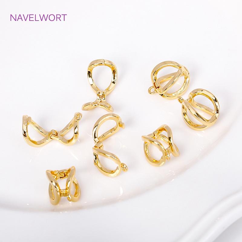 2 Sizes 18K Gold Plated Brass Pearl Enhancer Clips Pendant For Jewelry Making Supplies DIY Necklace Bracelet Bail Connector