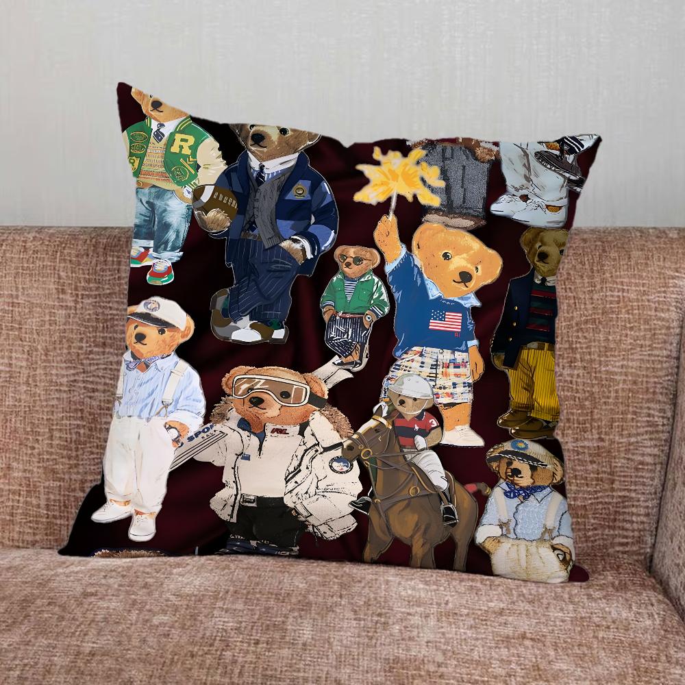 Fashion Bear P-PoloS Pillow Case For Home Bedroom Car Office Decoration Living Room Sofa Cushion Cover Suitable