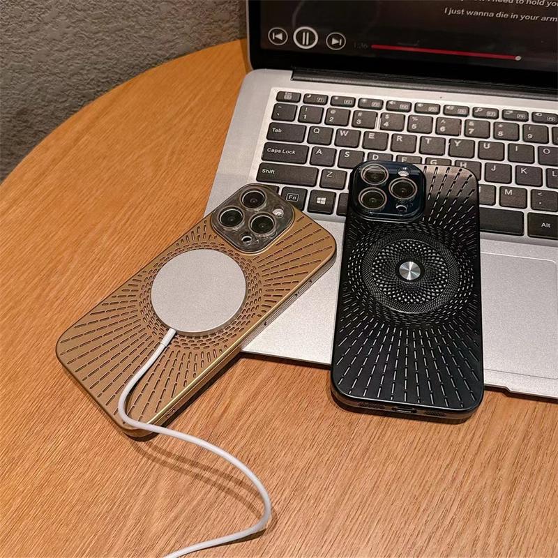 Luxus-PC-Kühltelefonhülle für iPhone 16 15 14 13 12 Pro Max Magnetische aushöhlen stoßfeste Stoßstangenabdeckung
