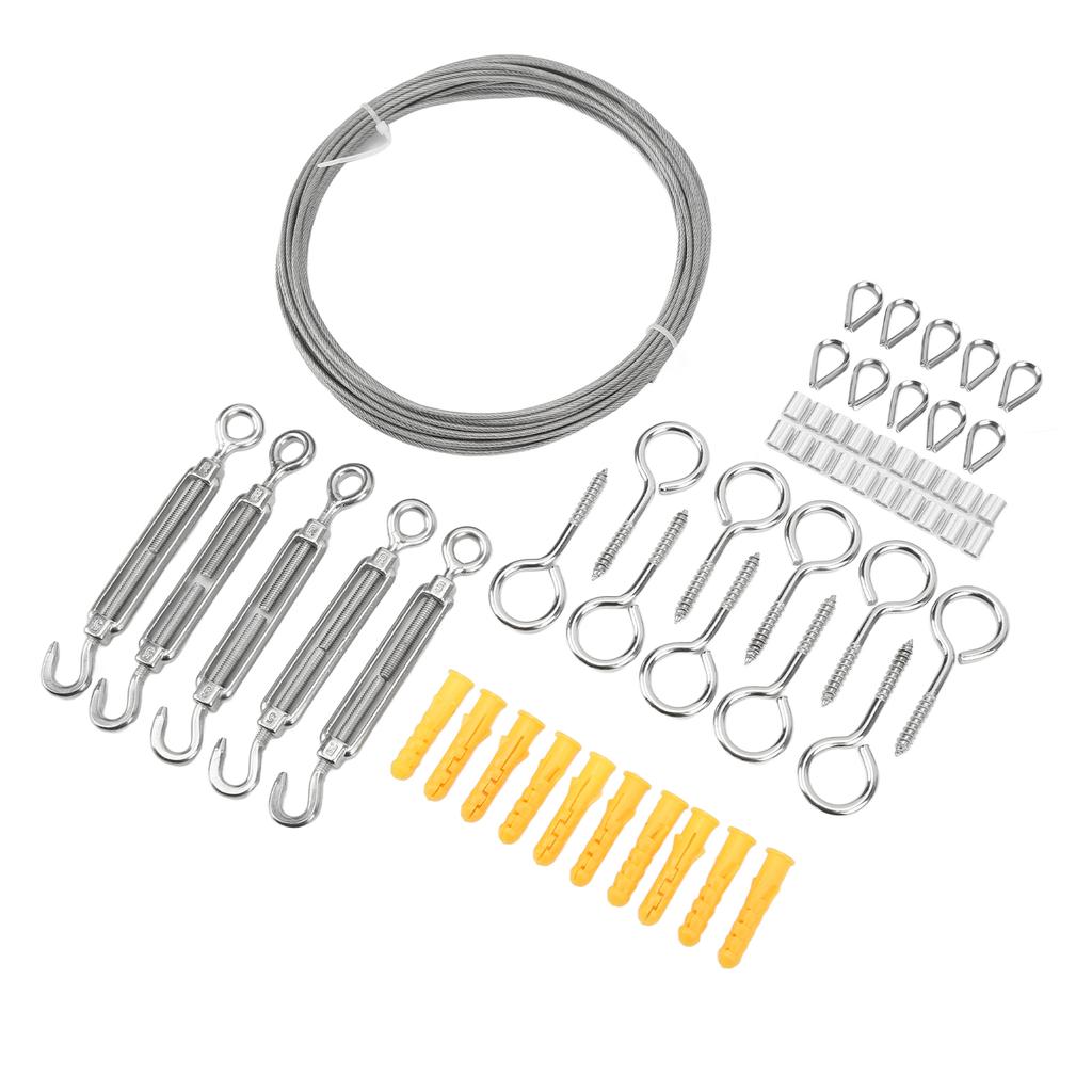 Rubber Coated Stainless Steel Wire Rope Kit String Light Hanging Kit Outdoor Garden Railing Cable Set