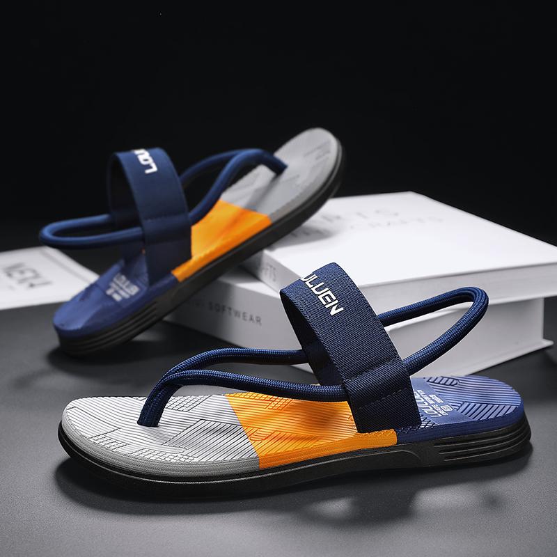 

Шлепанцы Сплетенный дизайн тесьмы Удобные Мужские Летние Сандалии Повседневные Плоские Сандалии Уличная Пляжная Обувь для Воды Балетки Нескользящие 39 темно-синий