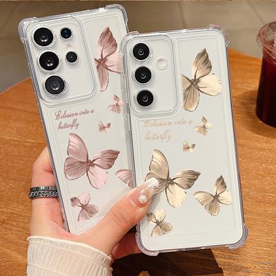 Pentru Samsung S25 Ultra S24 FE S23 A56 A36 A16 A55 A15 A05S Husă Model Fluture Transparentă Silicon Rezistentă la Șocuri Protecție Obiectiv Carcasă Moale pentru Telefon