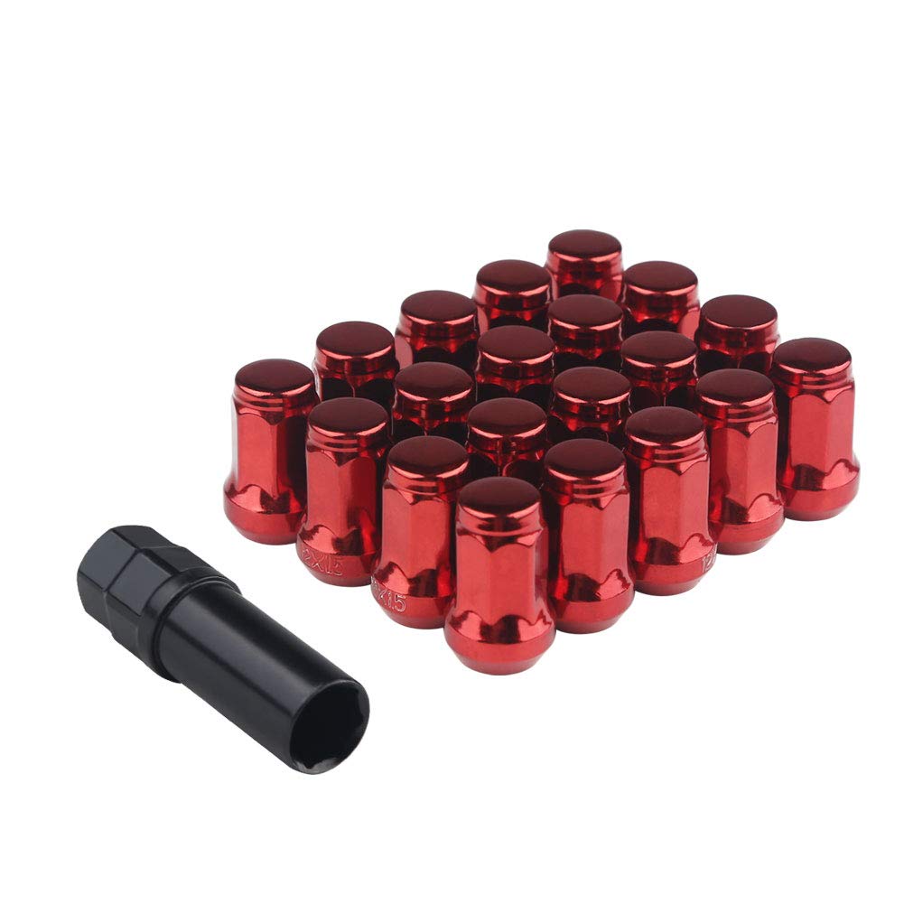 

Стальные колесные гайки-секретки M12 x P1.5 Комплект из 20 штук для Toyota, Honda, Mazda, красный