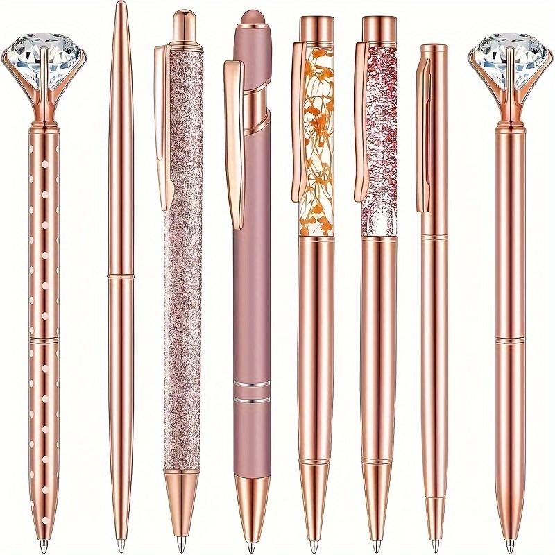 Rose Gold Kugelschreiber Set - Stilvolle Metallstifte mit Kristallakzenten - Perfekt für Studenten, Büro, Geschenke und Hochzeiten