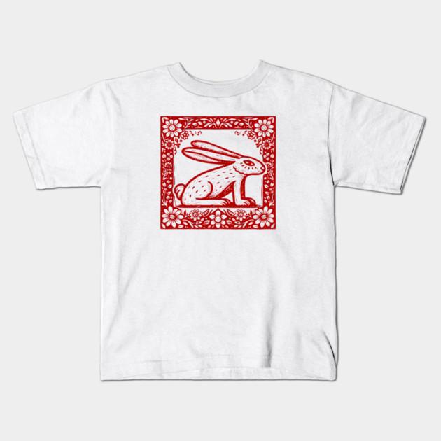Boys Girls Soft Cotton Graphic Tees Hare - Vintage Folklore Breathable Daily School Wear Kids T-Shirts