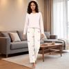 Women's Casual Neck Loose Fit Printed Pajama Set Sleepwear Pants