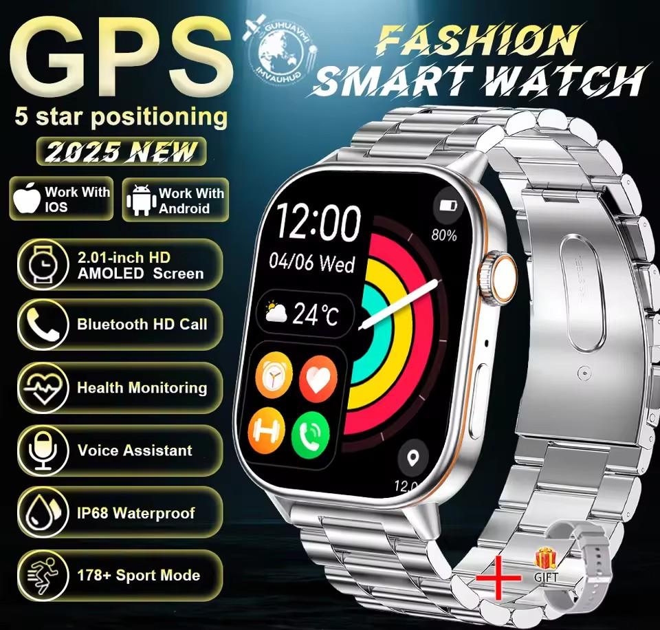 LUCKY START 2026 For Android IOS GPS Smart Watch Women 2.01" HD Screen Heart Rate Bluetooth Call Compass IP68 Waterproof Men Smartwatch