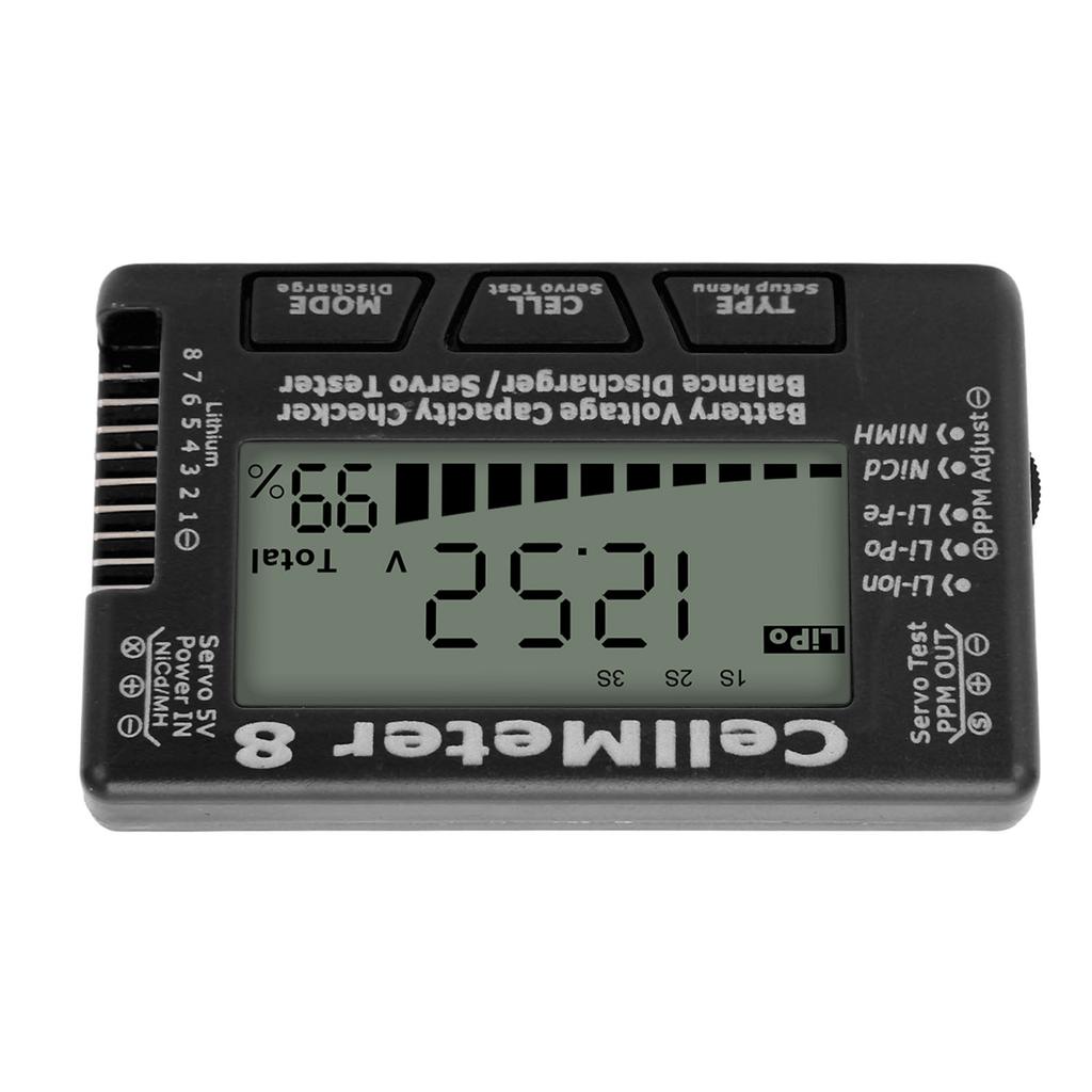 Digital Battery Capacity Checker Tester Detector Battery Balance Discharger Servo Tester for LiPo Black