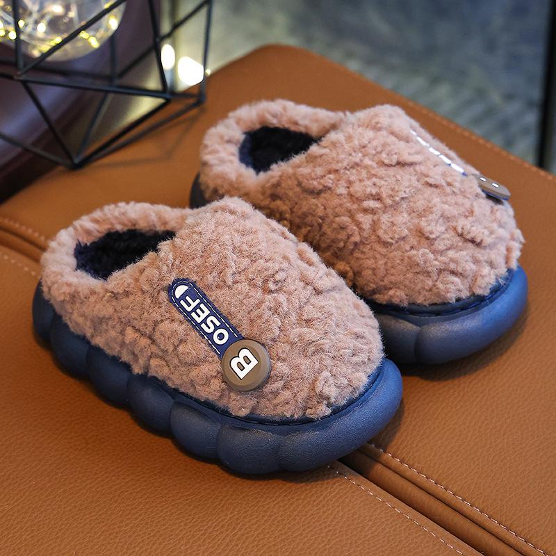 Flauschige Baumwollpantoffeln für Kinder: Weiche, rutschfeste Hausschuhe für Jungen, Mädchen und Eltern – Perfekt für Herbst und Winter.