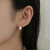925 Silver Round Pleated One-Touch Earrings